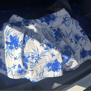 LoveShackFancy Blue and White Floral Skirt